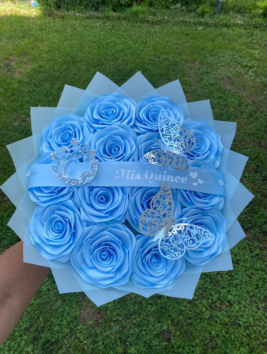 Buquê eterno Lovely Blue