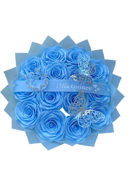 Buquê eterno Lovely Blue