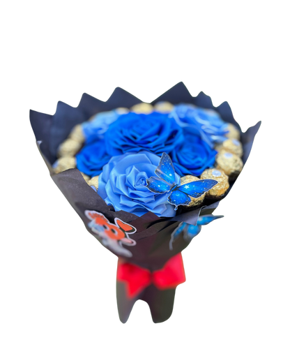 Buquê eterno: Lovely Golden Blue