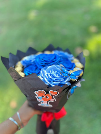 Buquê eterno: Lovely Golden Blue