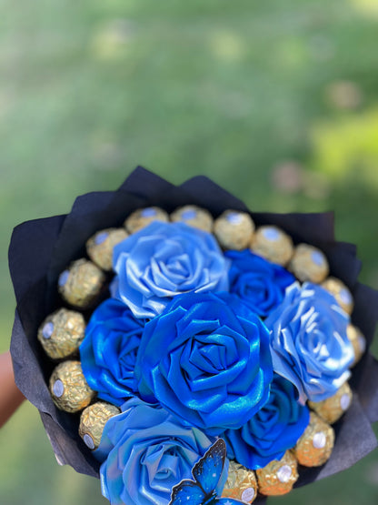 Buquê eterno: Lovely Golden Blue