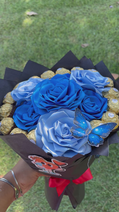 Buquê eterno: Lovely Golden Blue